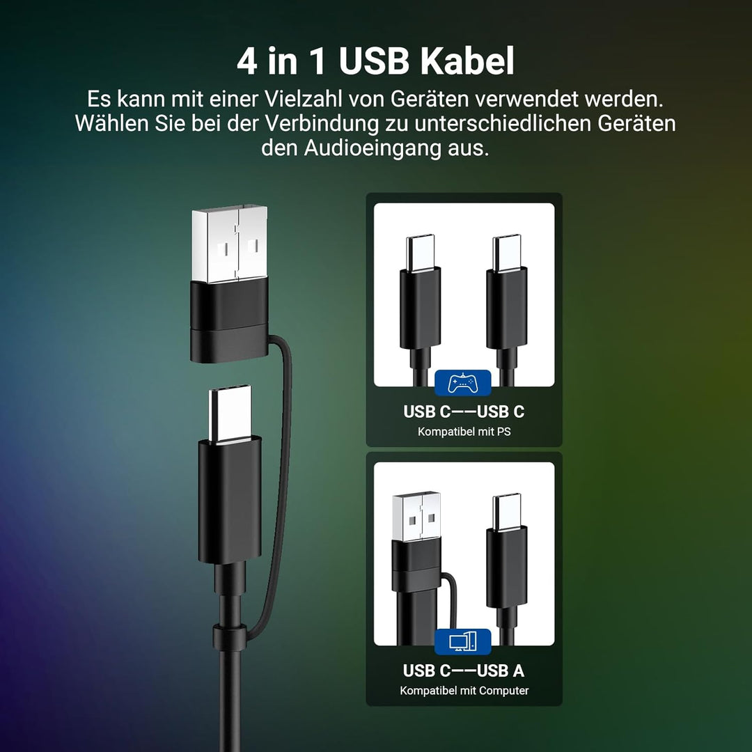 NEEWER RGB USB Mikrofon für Gaming Streaming Podcasts, Nierencharakteristik Kondensator Microphone m