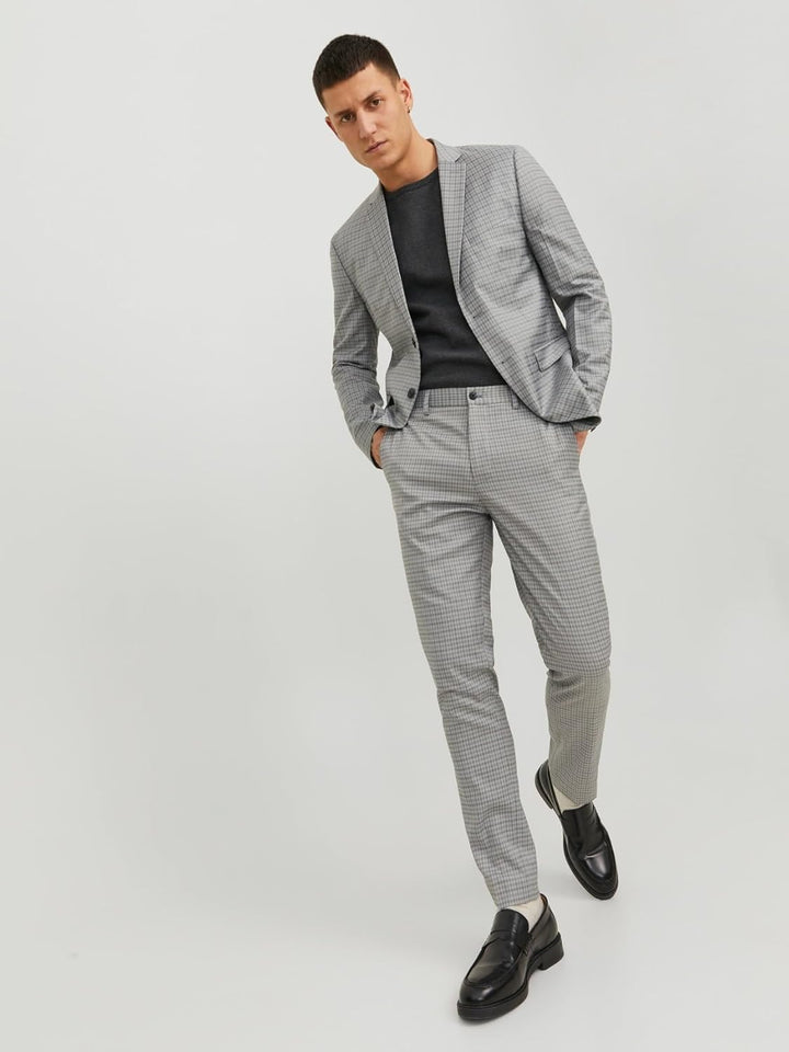 JACK & JONES Herren Jprfranco Check Suit Sn Anzug 54 Light Grey Melange/Checks:super Slim Fit, 54 Li