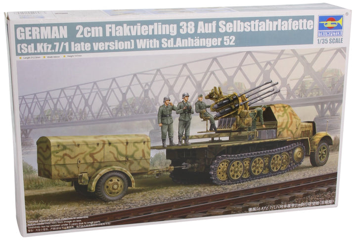 Trumpeter 01524 Modellbausatz German 2cm Flakvierling 38 auf Selbstfahrlafette (Sd.Kfz.7/1 Late Vers