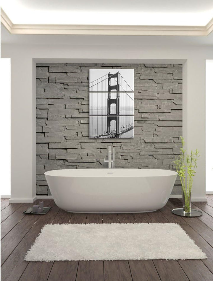 Pixxprint Golden Gate Bridge San Francisco / 3-Teilig/Gesamtmass 120cm Leinwandbild bespannt auf Hol