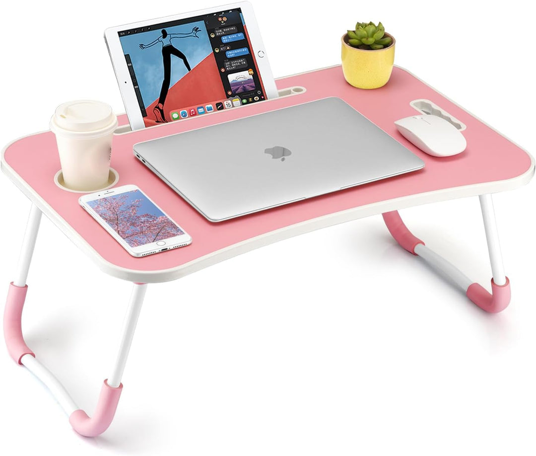 Faltbarer Laptoptisch, tragbarer Schossschreibtisch, Betttisch, Laptopständer mit Getränkehalter &amp; T