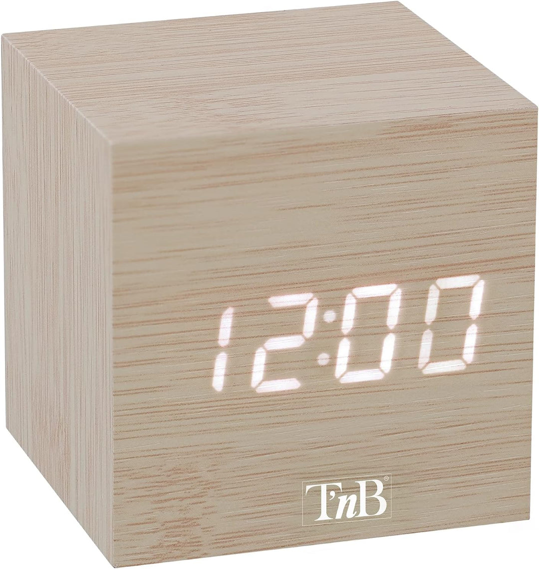 T'NB - Moderner digitaler Wecker aus Holz, multifunktionaler LED-Wecker, digitale Uhr mit Zeitanzeig