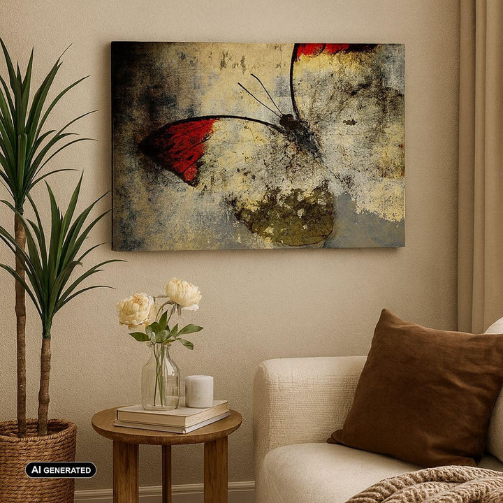Bilder auf Leinwand Schmetterling Abstraktion Leinwandbild 70x50cm Wandbilder Dekoration Wohnzimmer