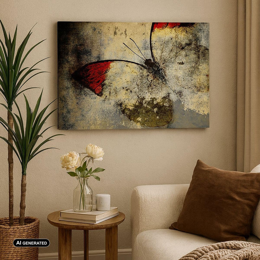 Bilder auf Leinwand 100x70cm Leinwandbild Schmetterling Abstraktion Gross Wanddeko Bild Schlafzimmer