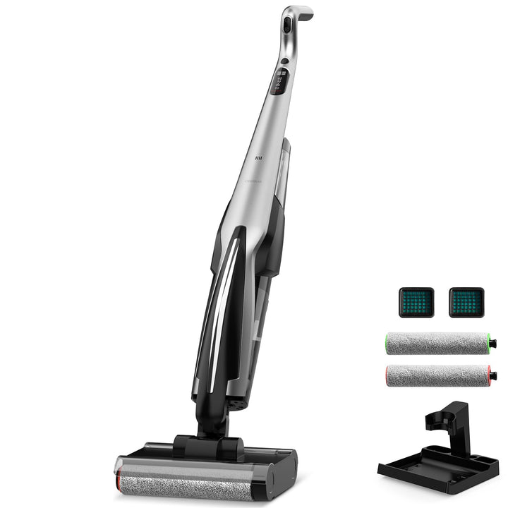 Deerma DEM-VX96W Kabelloser Nass- und Trockensauger mit Selbstreinigung, 150W, Ideal für Haustiere u