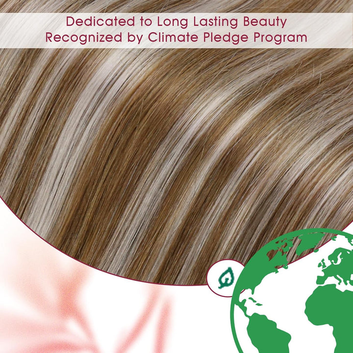 Vivien 25cm Clip in Extensions Echthaar Blond Hellbraun Mit Platinblond #P8/60 Clip in Extensions Ec