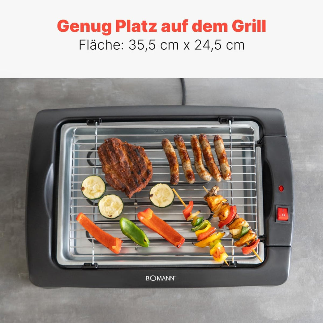 Bomann Elektrogrill 1240 CB N, Barbecue-Tischgrill, Indoor-Outdoor BBQ-Grill, klein, elektrischer Ti