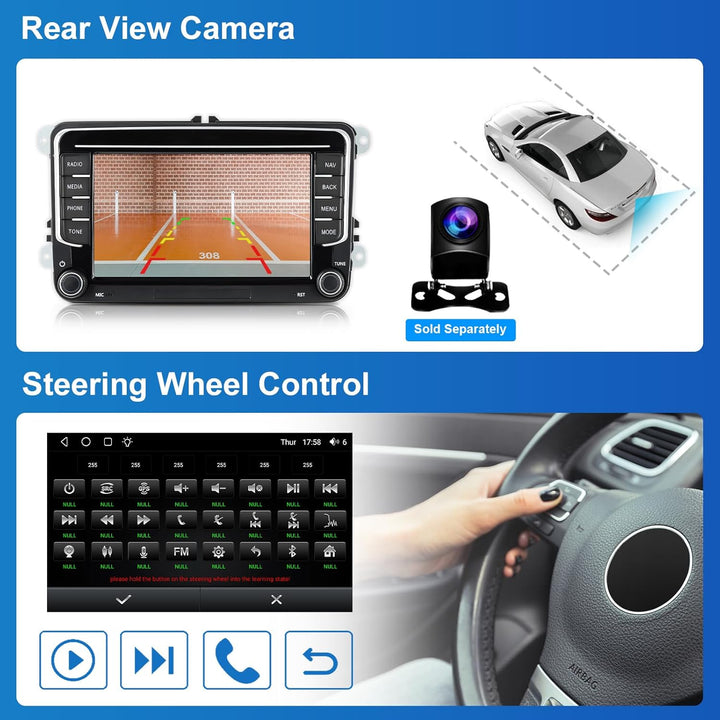 Android Autoradio mit Navi Bildschirm für VW Golf 5 6 Seat Passat, 8-Core 4GB+64GB Wireless Android