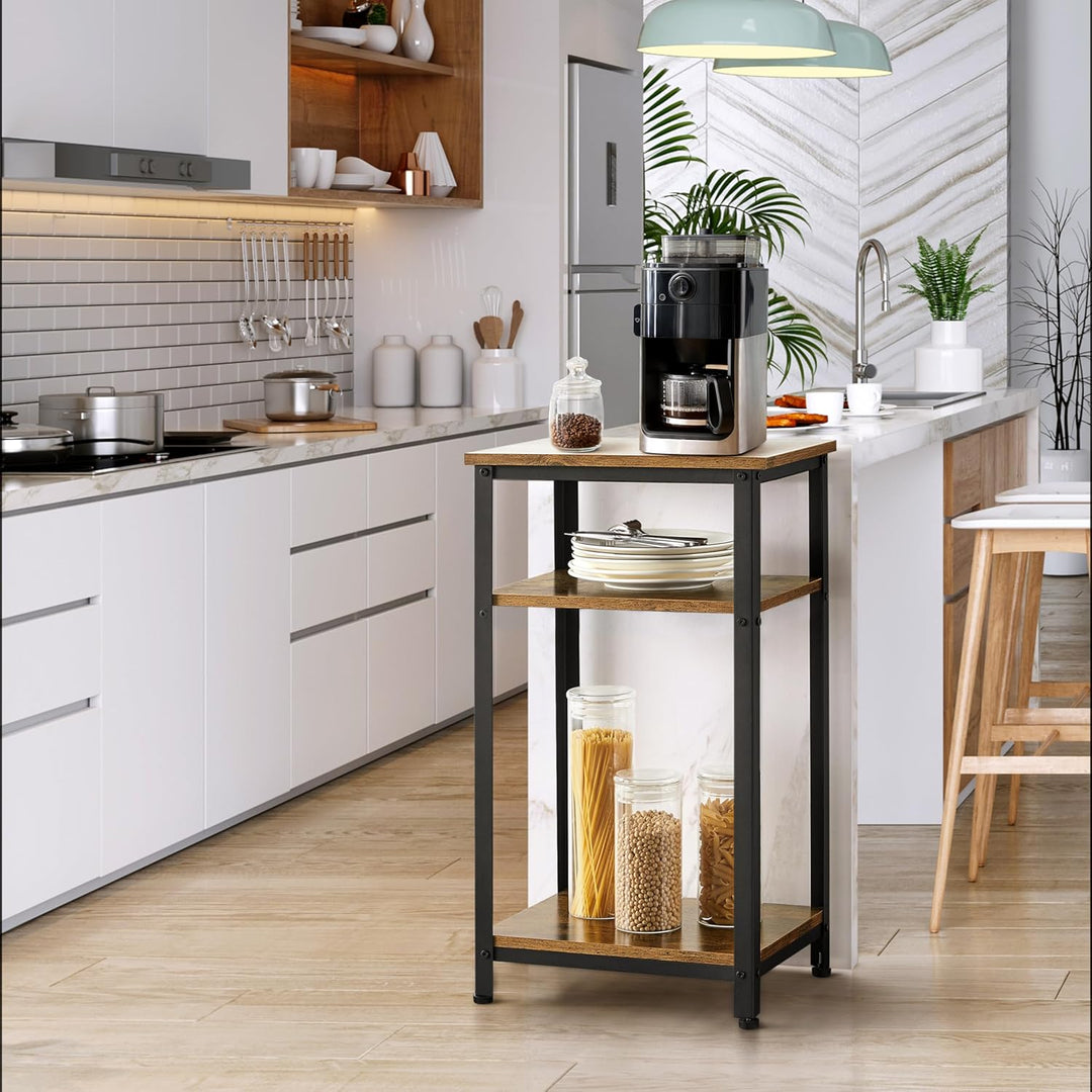 Yaheetech Vintage Telefontisch, Beistelltisch mit 3 Ablagen, Kleiner Nachttisch, Sofatisch, 45 x 35
