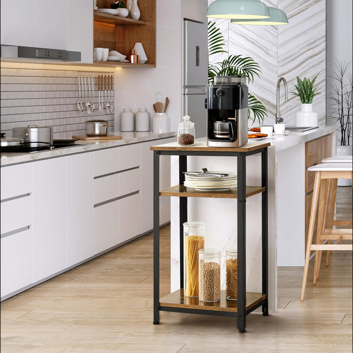 Yaheetech Vintage Telefontisch, Beistelltisch mit 3 Ablagen, Kleiner Nachttisch, Sofatisch, 45 x 35