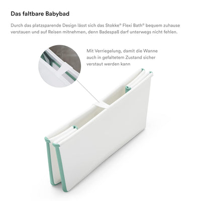 Stokke Flexi Bath Bundle, White Aqua – Faltbare Babywanne + Newborn Support – Robust & einfach zu ve