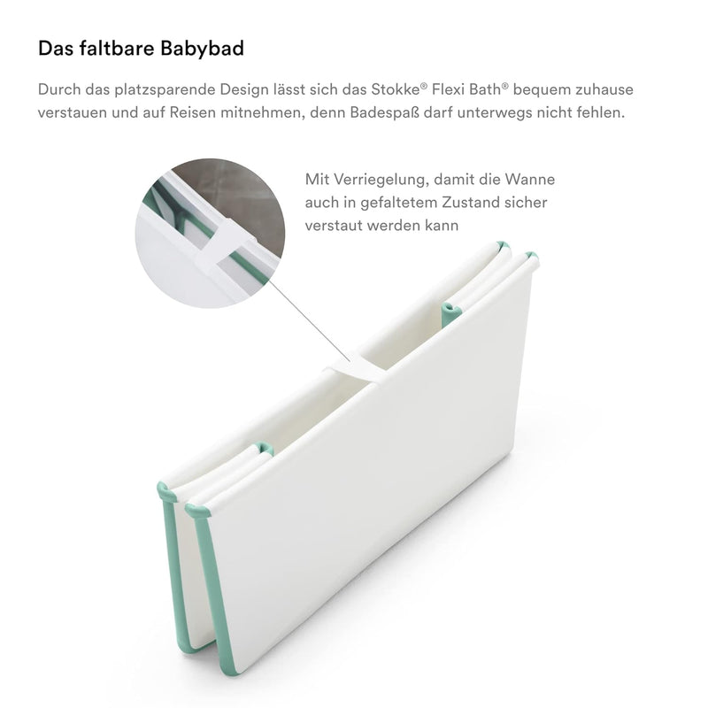 Stokke Flexi Bath Bundle, White Aqua – Faltbare Babywanne + Newborn Support – Robust & einfach zu ve