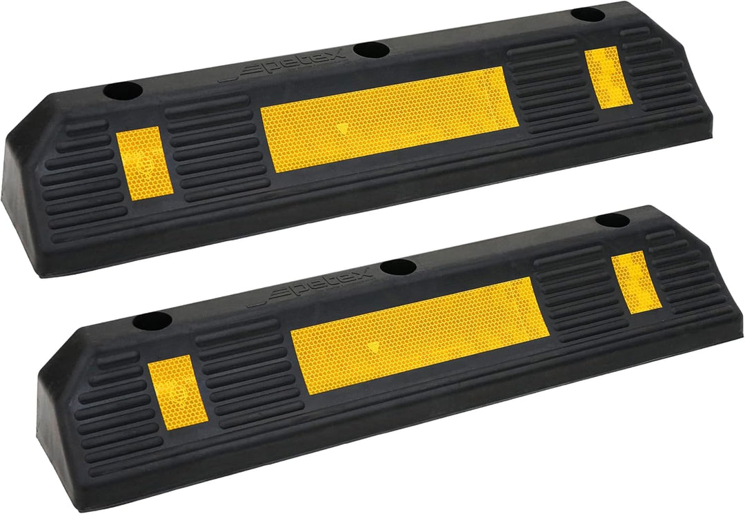 PETEX Radstopper 2er Set mit Reflexionsstreifen nach ECE R 104 2 x Garagenstopper, 2 x Garagenstoppe