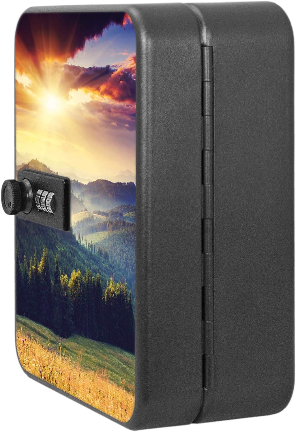 banjado® Burg-Wächter® abschliessbarer Schlüsselkasten mit Motiv Karpaten Sunset für 20 Schlüssel -