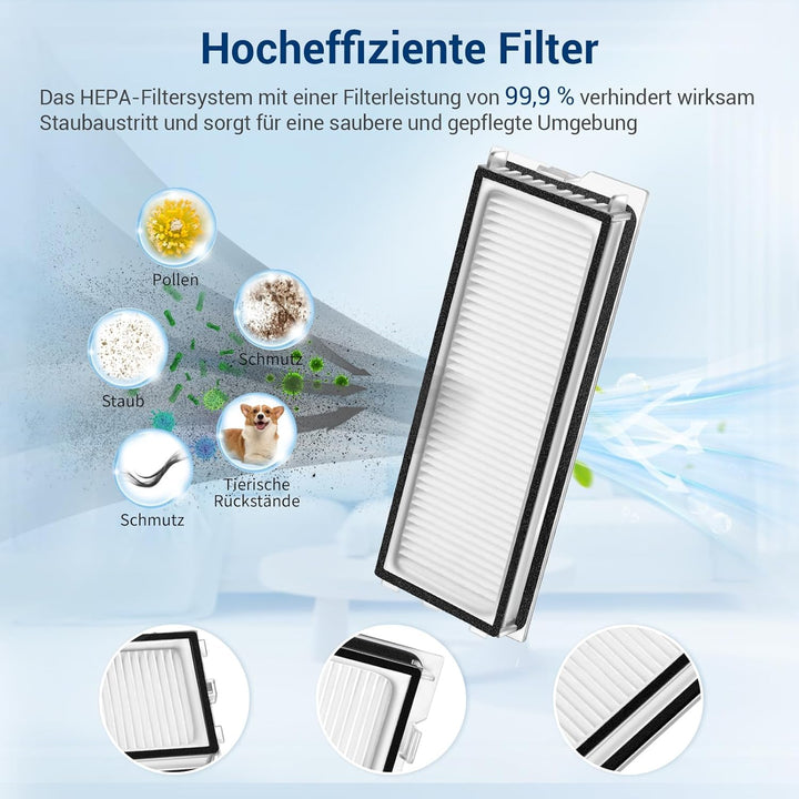 26 Stück Zubehör für Roborock QV 35A, QV 35S Saugroboter Ersatzteile, 2 Hauptbürsten, 4 HEPA-Filter,
