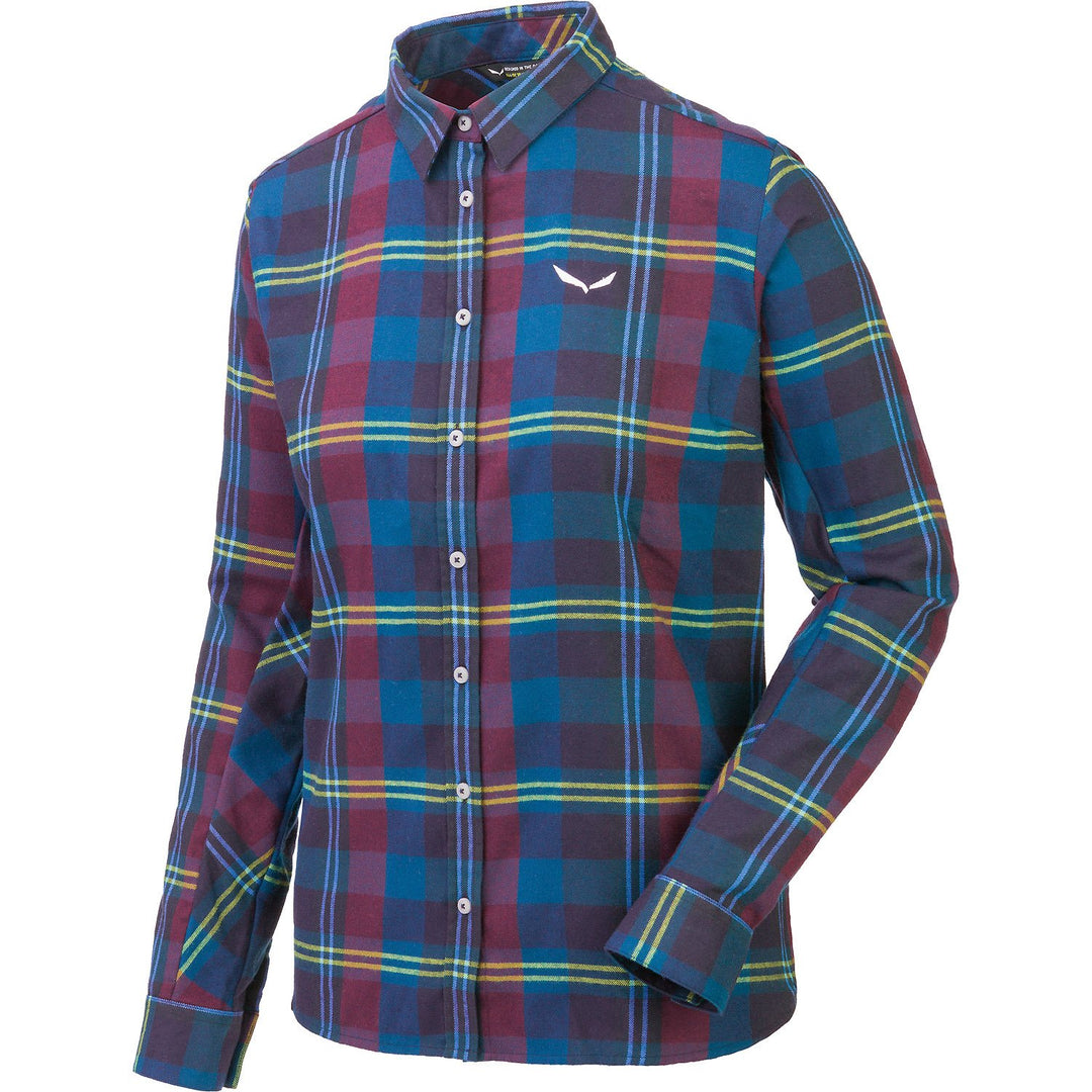 Salewa Damen Fanes Flannel 2 Pl W L/S SRT Hemd 50/44 M Poseid/Port R/Prem, 50/44 M Poseid/Port R/Pre