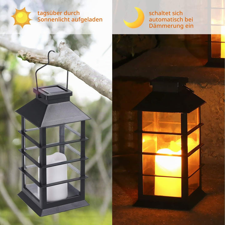 Solar Laterne, Tomshine 2er SolarLaterne mit Kerzen Lichteffekt Solarlampe für Aussen im Freien häng