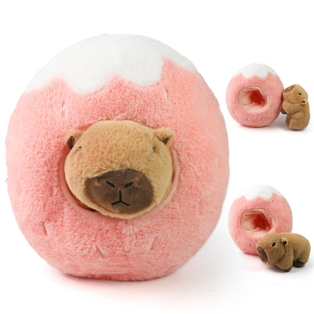 Capybara Kuscheltier Erdbeere Gross 30 CM Capybara Plüschtier Plushie 2 In 1 Süsses Wasserschwein Ku
