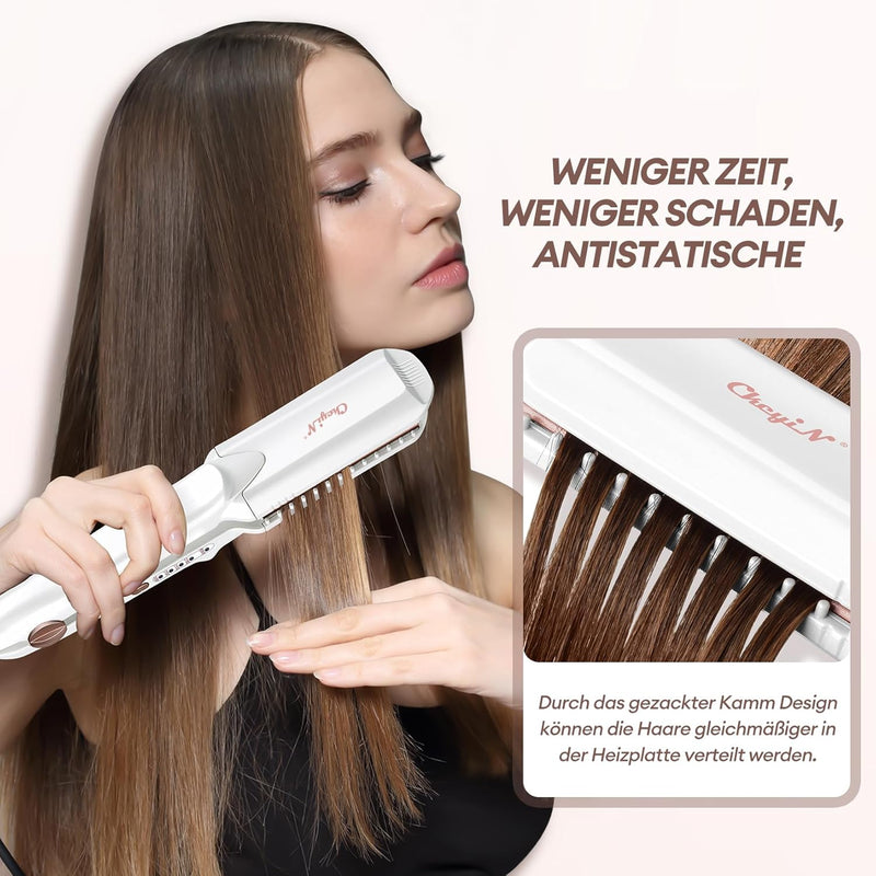 CkeyiN Kreppeisen für Haare,3 in 1 Haarglätter Glätteisen Keramik,Multistyler Glätteisen Set Wellene