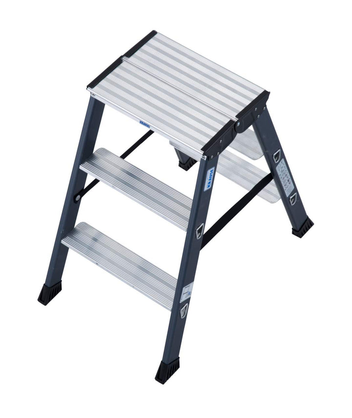 KRAUSE Doppelleiter Sepro D eloxiert, 2 x 3 Stufen, 125804
