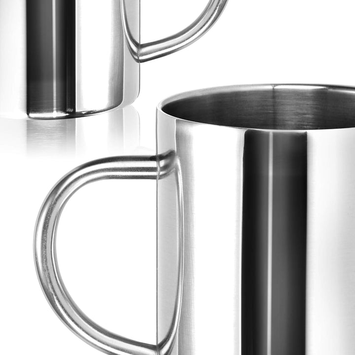 com-four® 2x Edelstahl Thermobecher - 400 ml je Becher - Isolierbecher doppelwandig - Kaffeetasse br