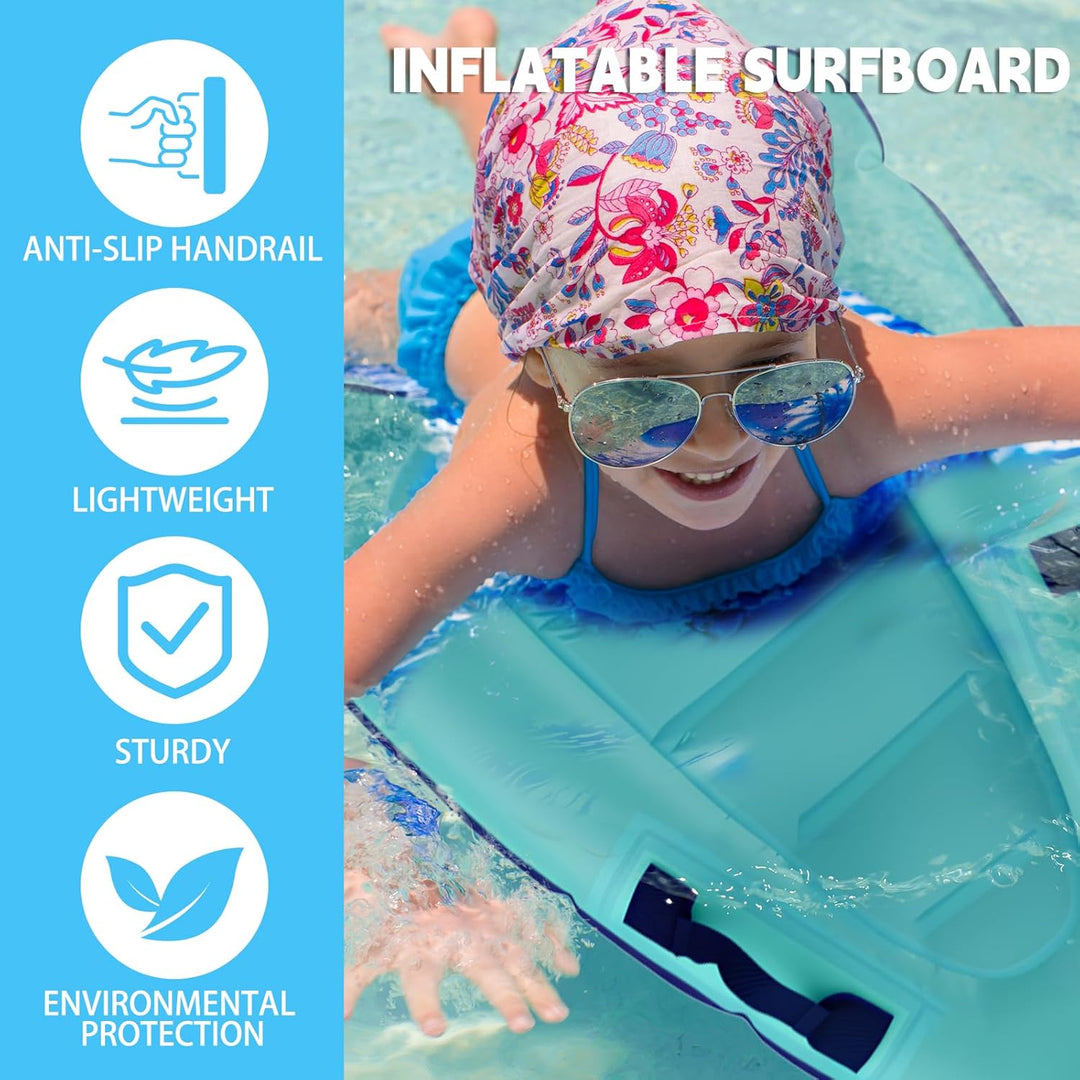 Aufblasbares Bodyboard Kinder, Shyllin Tragbares Aufblasbares Surfbrett mit Griffen, Lernen Hilfsmat