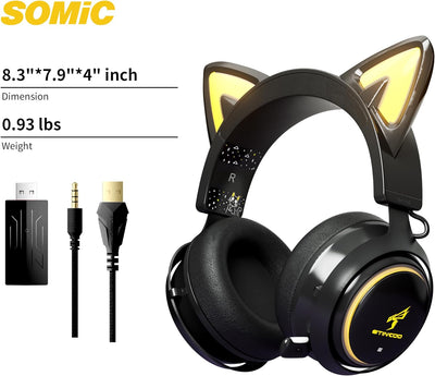 Somic Kabelloses Gaming-Headset, Bluetooth-Headset für Smartphone, einziehbares Mikrofon, 7.1-Surrou