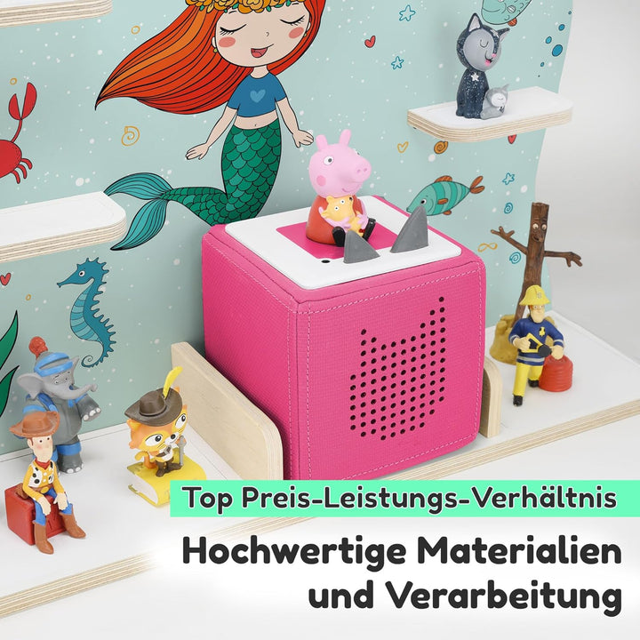 stadtecken Kinder Regal für Musikbox I Geeignet für die Toniebox und ca. 50 Tonies I Perfekte Aufbew
