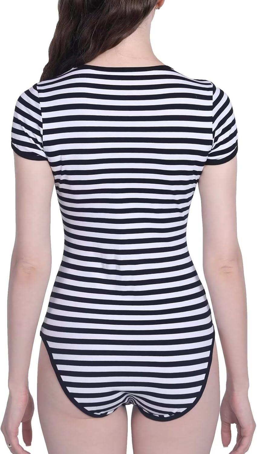 Landofgenie Bodys für Damen Einteiler Bodysuit Jumpsuit Baumwolle Kurzarm Nette Onesie Pyjamas Nacht