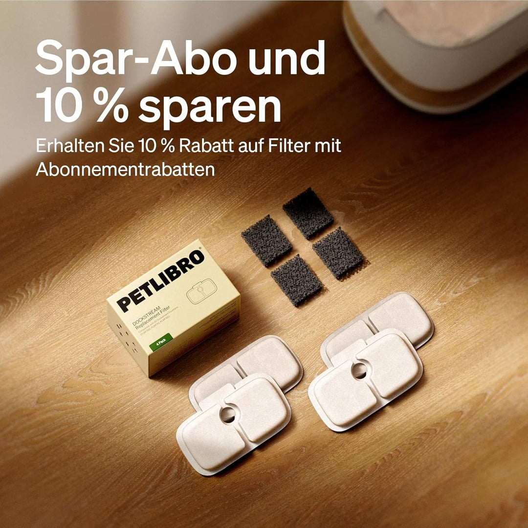PETLIBRO Ersatzfilter für Dockstream Katzenbrunnen mit kabelloser Pumpe 2,5 l/84 oz Trinkbrunnen für