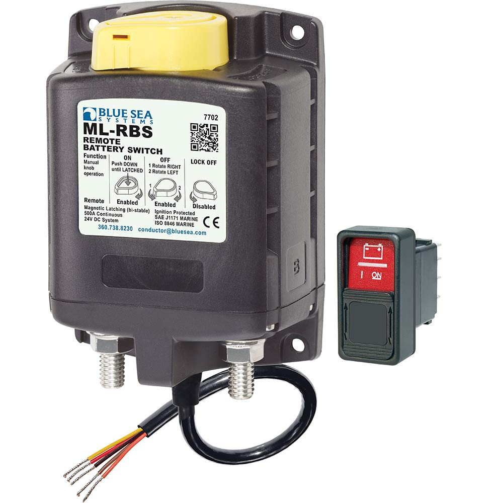 Blue Sea Systems Hochstrom-Magnetspule. 24 V Bi-stabil mit Drehknopf, 24 V Bi-stabil mit Drehknopf