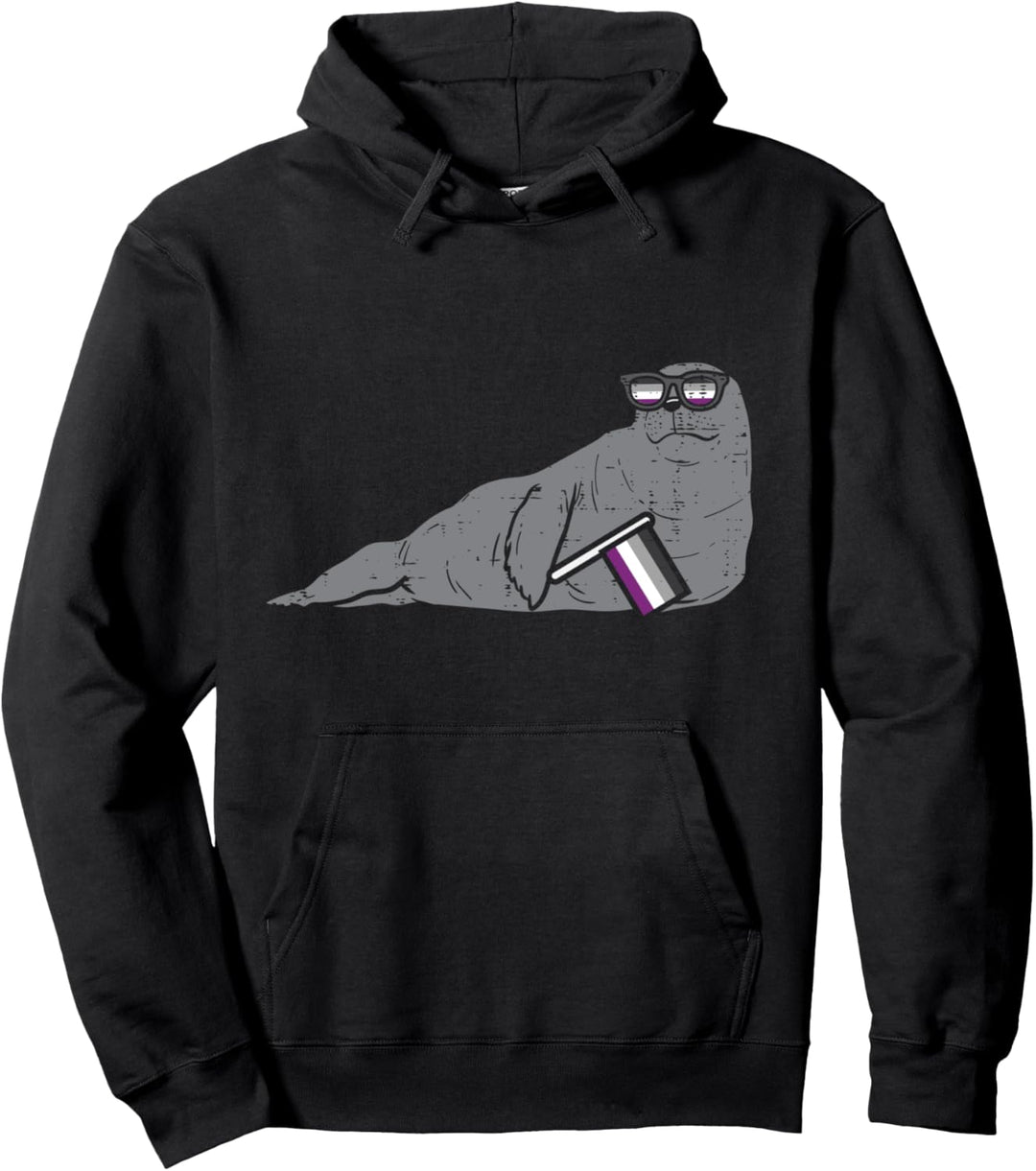 Seal Animal LGBTQ Asexual Flag Ace Pride Ally Men Women Pullover Hoodie