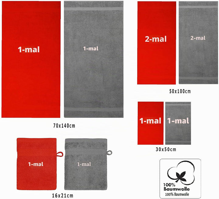 Betz Premium Frottier Handtuch-Set 10-teilig - 2X Duschtücher - 4X Handtücher - 2X Gästetücher - 2X