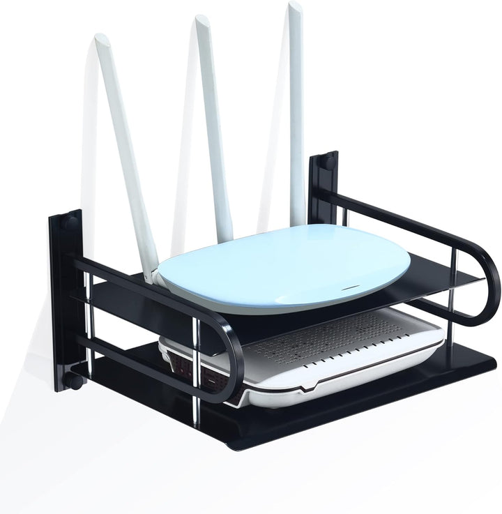 HNVNER Projektor Wand Regal, Router Ablage, Kabelboxen Halterung Multimedia Wandständer für AV-Recei