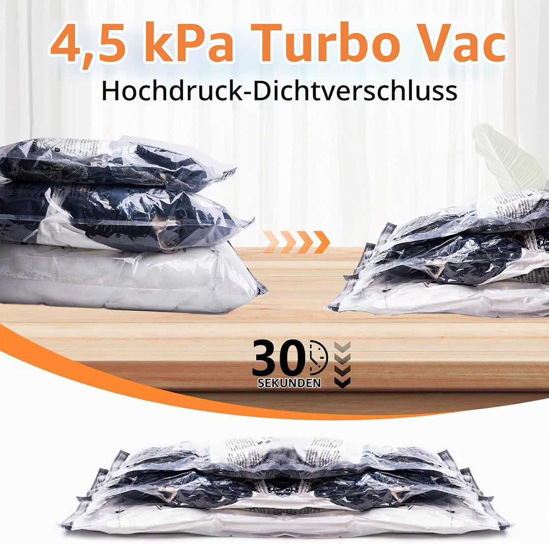 Vakuumbeutel mit kabelloser Pumpe - 12 Stück Set (4x40x50cm,4x50x70cm,4x60x80cm) wiederverwendbare V