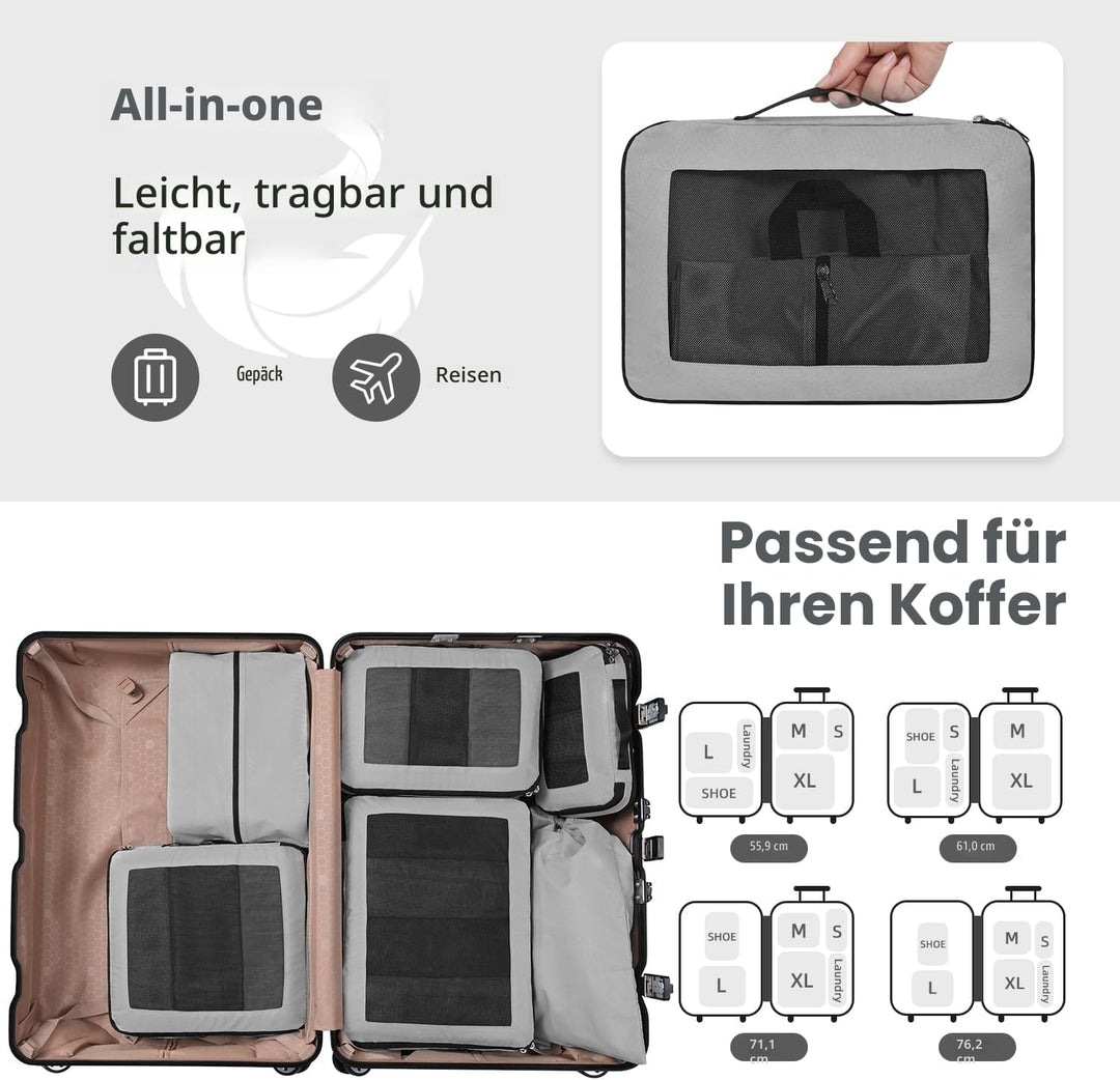 Kompressions-Packwürfel, Verbessertes Netzfenster, Sichtbar und Tragbar, Erweiterbare Reisegepäck-Or