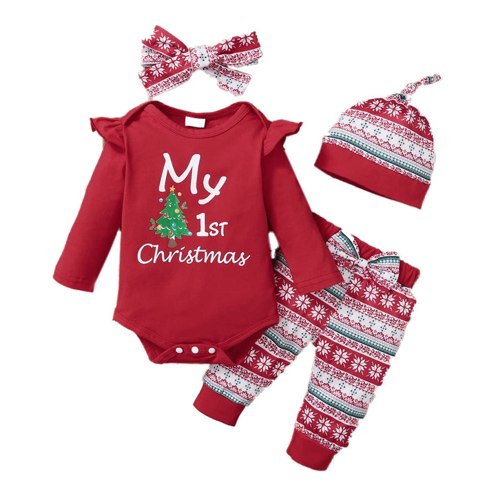 Verve Jelly Kleinkind Baby Mädchen My 1st Christmas Outfits Xmas Strampler Langarm Brief Print Bodys