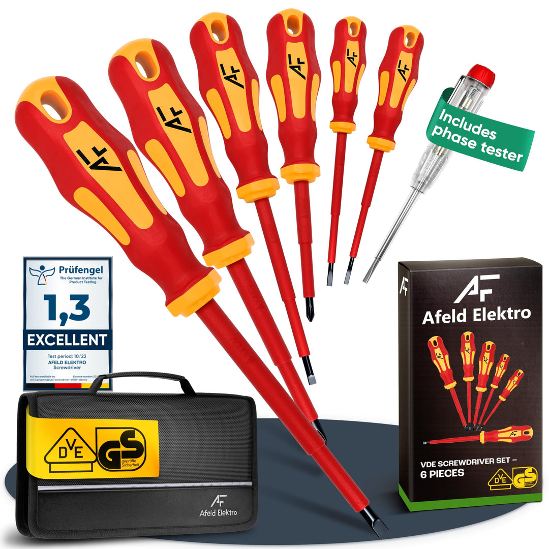 VDE Schraubendreher Set magnetisch - 6-teilig - inkl. Phasenprüfer und Werkzeugtasche - aus S2-Stahl