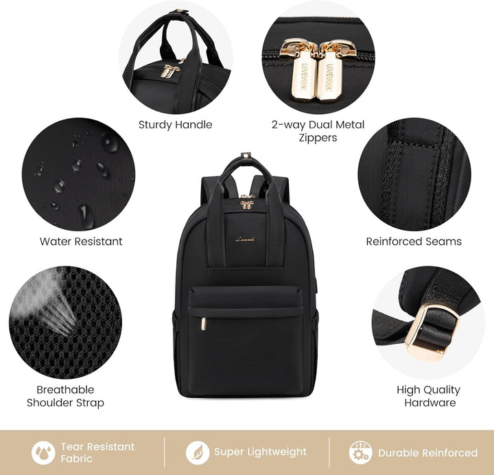 LOVEVOOK Rucksack Damen, 15,6 Zoll Laptop Schulrucksack Teenager Mädchen mit Laptopfach, Wasserdicht