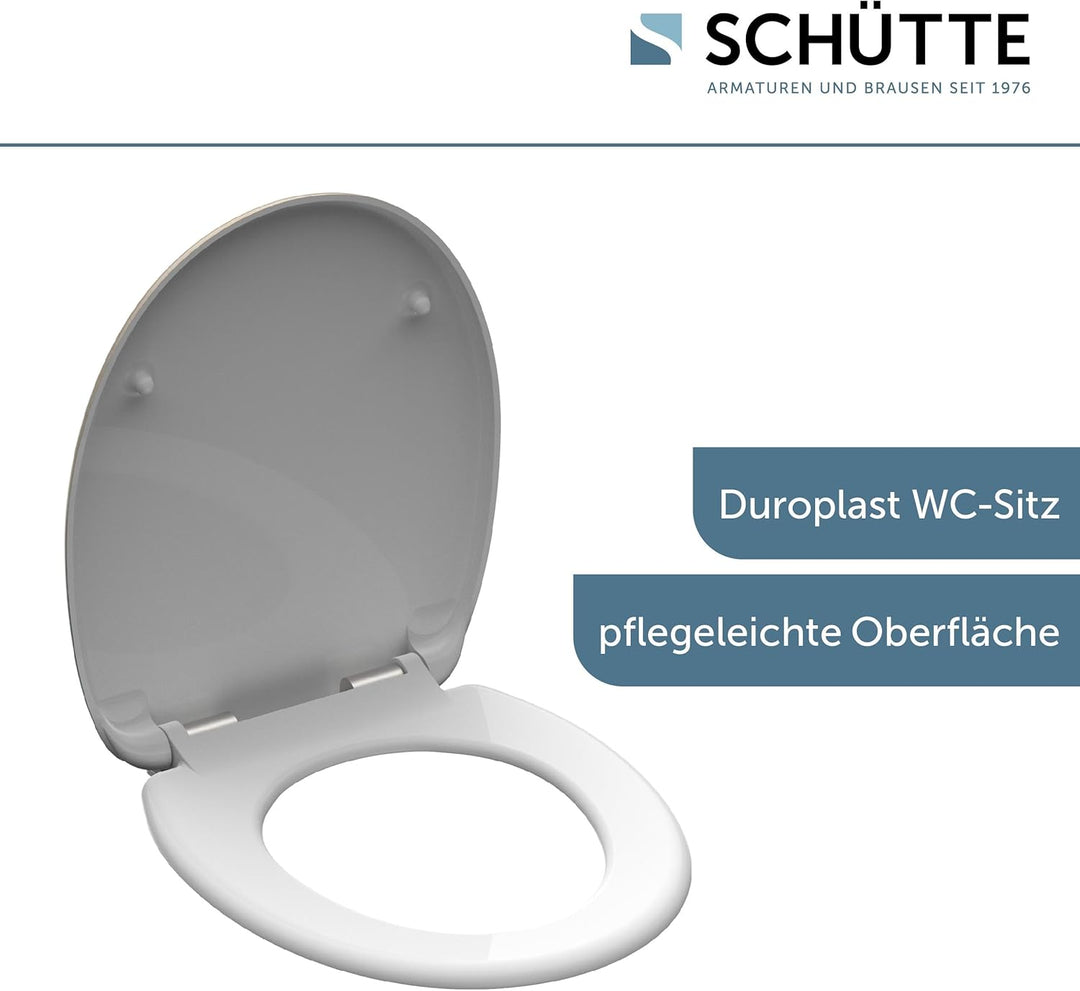 SCHÜTTE WC-Sitz mit Absenkautomatik BEACH aus Duroplast | hochwertiger Toilettendeckel mit 175kg Bel