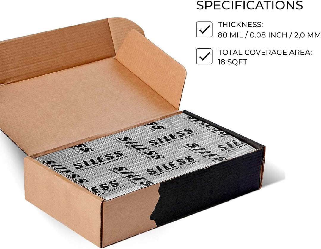 Siless 80 mm (2 mm) 18 m² Auto-Schalldämmmatte – Butyl-Schalldämmung, geräuschdämmendes und vibratio