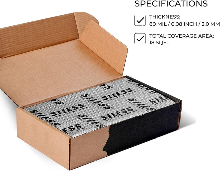 Siless 80 mm (2 mm) 18 m² Auto-Schalldämmmatte – Butyl-Schalldämmung, geräuschdämmendes und vibratio