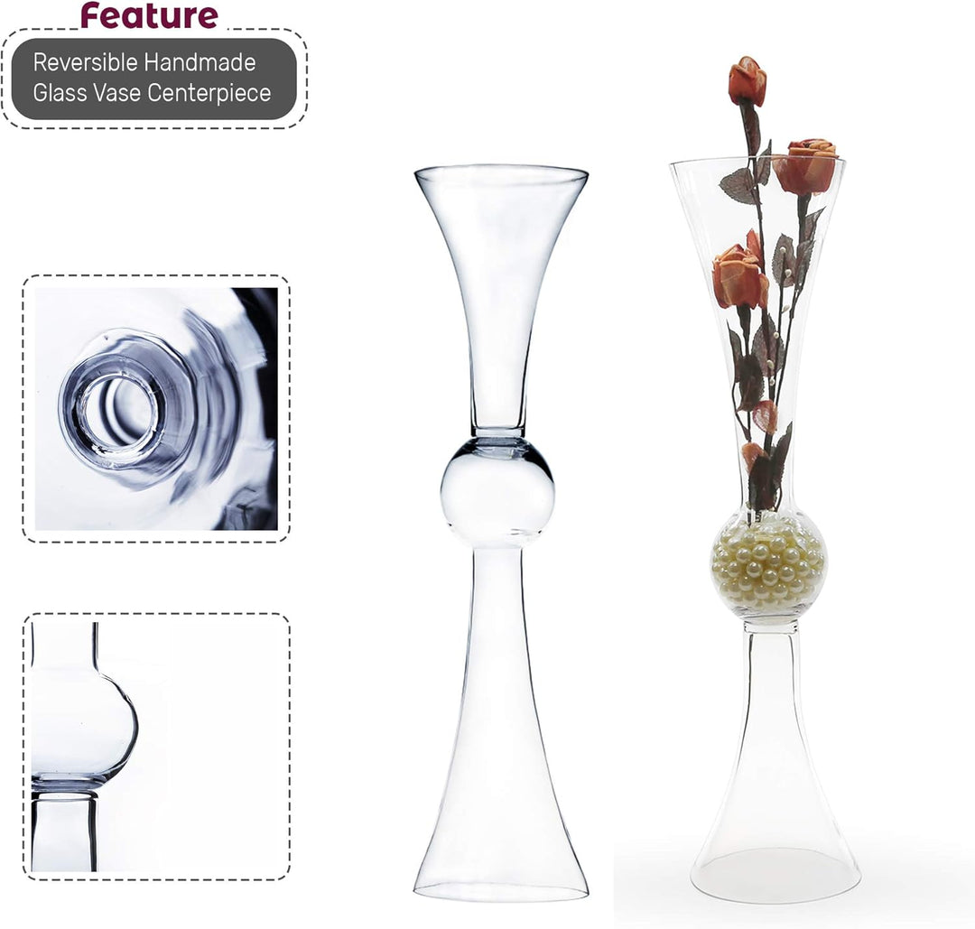 WGV Trompetenvase, offen, 15,2 cm, Höhe 61 cm, Boden 15,2 cm, transparent, wendbar, Latour Vase für