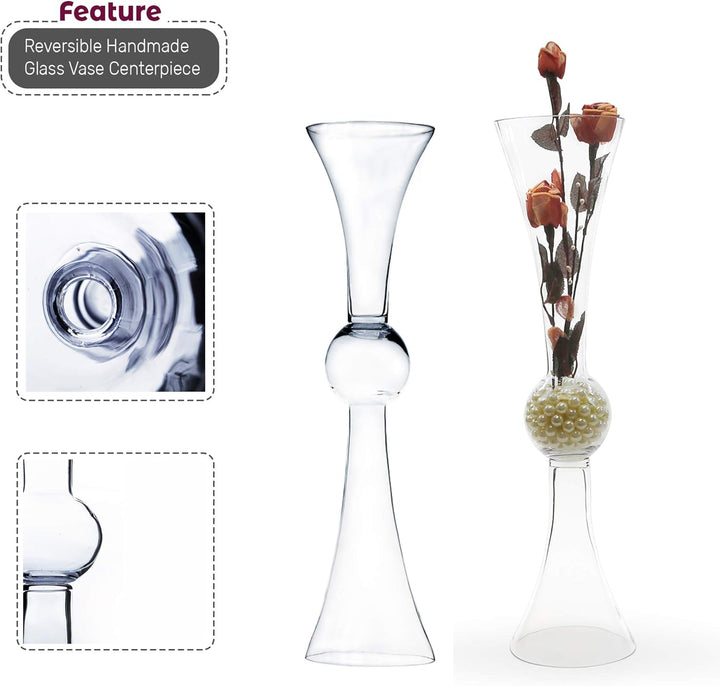 WGV Trompetenvase, offen, 15,2 cm, Höhe 61 cm, Boden 15,2 cm, transparent, wendbar, Latour Vase für