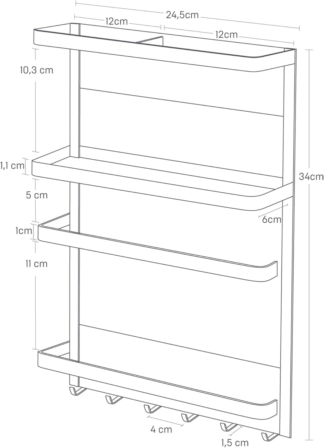 YAMAZAKII Tower Küchenregal, Stahl, Schwarz, One Size, Schwarz