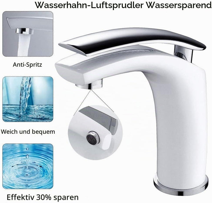 Wasserhahn Bad Weiss,Waschtischarmatur für Bad Einhebel Armatur Mischbatterie Waschbecken Armatur Ba