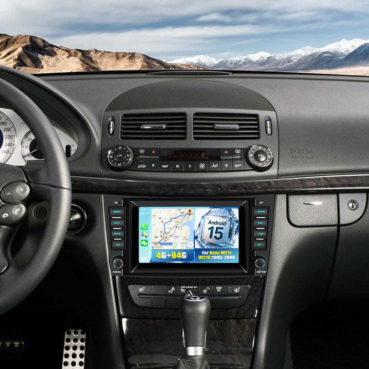 CAMECHO Android 15 Autoradio mit Navi für Mercedes Benz E-Klasse W211 CLS Klasse W219,Doppel Din Rad