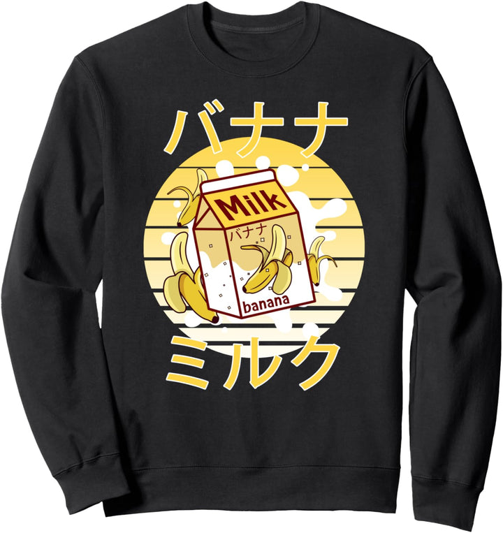 Cute Japanese Kawaii Banana Milk Retro 90s Shake Carton Sweatshirt