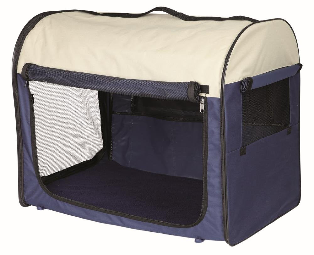 TRIXIE Hundebox Basic – Grösse M-L: 70 x 75 x 95 cm - mit abdeckbaren Netzeinsätzen, Fleece-Bodenpla