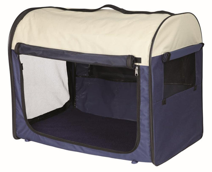 TRIXIE Hundebox Basic – Grösse M-L: 70 x 75 x 95 cm - mit abdeckbaren Netzeinsätzen, Fleece-Bodenpla
